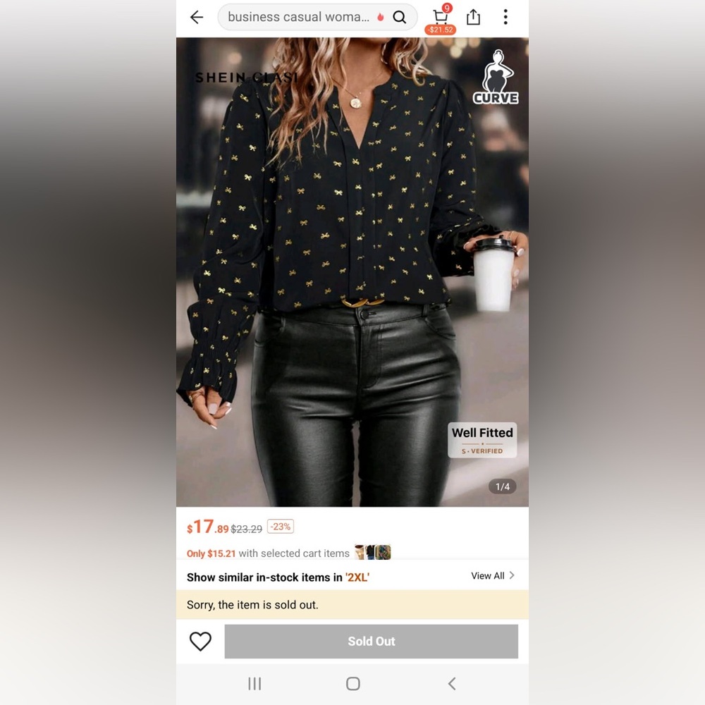 SHEIN Elegant Black and Gold Blouse